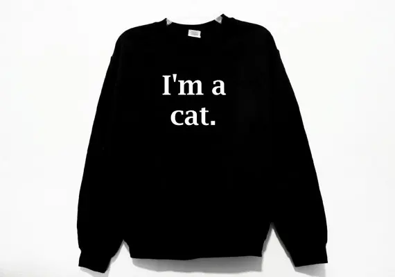 I'm A Cat Cute Sweatshirt Women Tumblr Fashion Pullovers Unisex Casual Tops High Quality Kawaii Hoodies Women Clothes Fall 2019