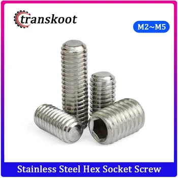 

100pcs M2 M2.5 M3 M4 M5 Stainless Steel Hex Socket Head Set Screw Headless Flat Point Hexagon Socket Screw Bolt