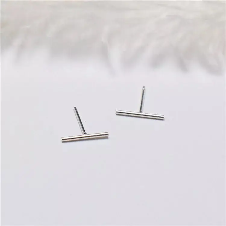 925 Pure Silver Earrings "One" Stick Ear Studs Fashionable Simple Earrings For Women Popular Geometric Mini Earrings Jewelry - Цвет камня: 12mm