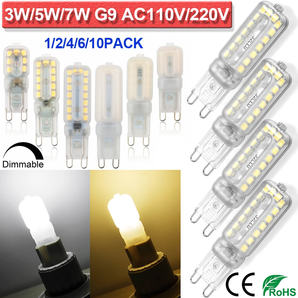 Light Source Color : Warm White, Voltage : 110V Dimmable 3W G9 LED Bulbs Lights T 14 SMD 2835 200 lm Warm White/Cool White 5 pcs Lights Bulbs 