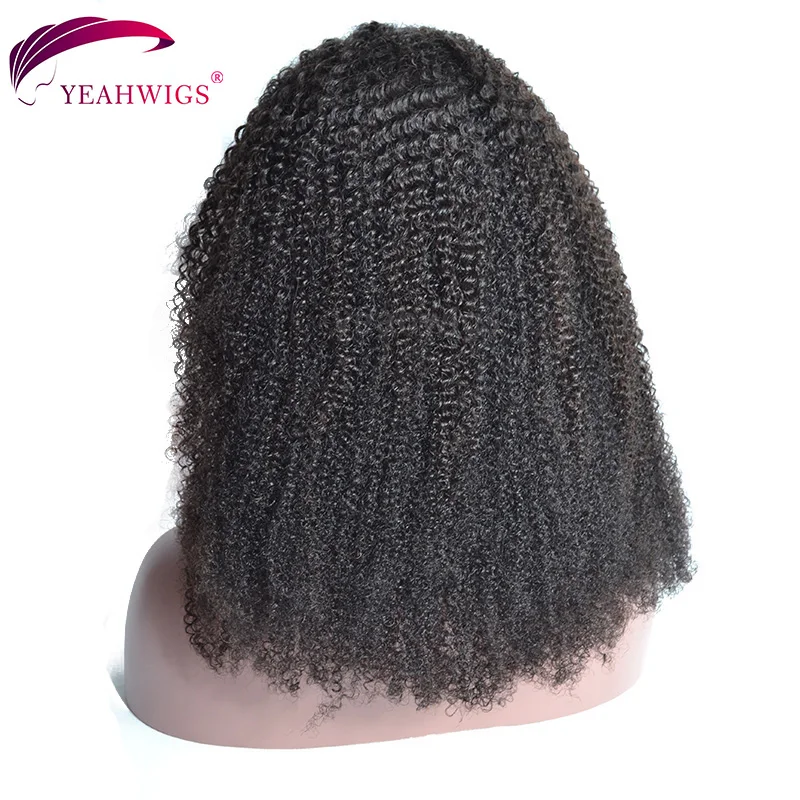 Yeahwigs афро кудрявый парик плотный кудрявый фронтальный парик шнурка Remy 150% плотность фронтальный парик предварительно сорвал с волосами младенца