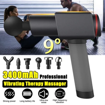 

EMS 6 Gear Electric Therapy Muscle Massage Gun Vibration Massage Theragun Body Relaxation Pain Relief Massager 6 Head+Bag