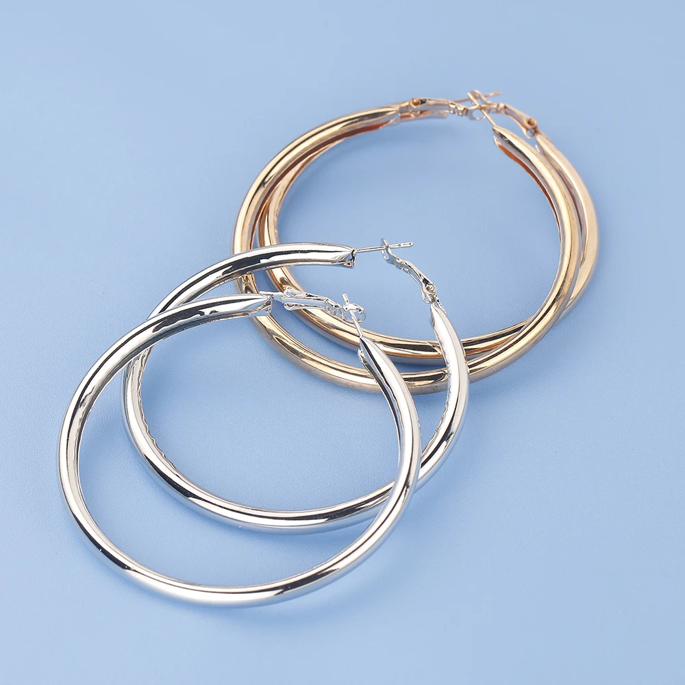 【HYERES LOR】25SS★ Champagne Fullmoon Big Cycle Earrings Women's Fashion Jewelry Gold Or Silver Large THICK 4