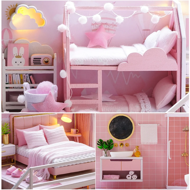 Домик кукольный CUTEBEE сделай сам деревянный миниатюрный дом для кукол комплект