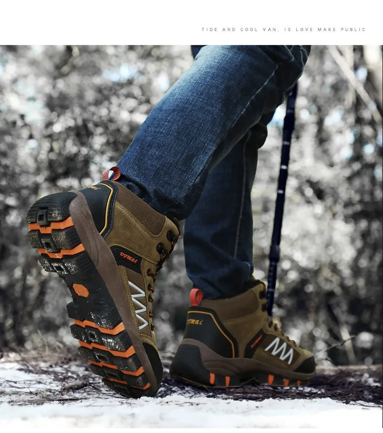 TANTU, мужские треккинговые ботинки, мужские уличные водонепроницаемые треккинговые ботинки, дышащие замшевые горные ботинки из коровьей кожи, обувь для альпинизма со средним вырезом