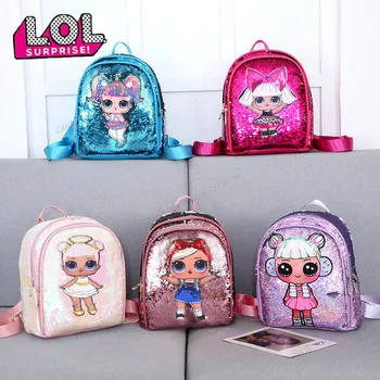 

LOL Surprise Doll Backpack New Children Sequins Tide Sequins Backpack Double Zipper Small Fresh Cute Bag Gift for Girls Backpack