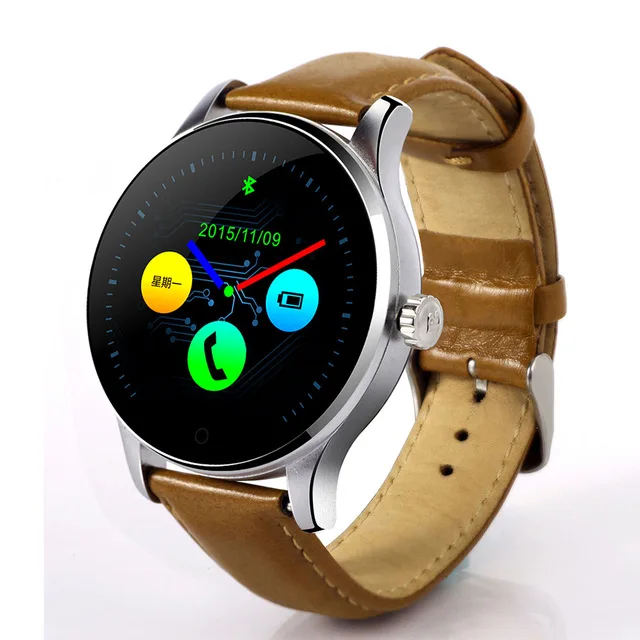 Brown Leather Diliberto K88H Смарт часы наручные часы Bluetooth монитор сердечного ритма Шагомер Смарт-часы с функцией набора телефона для Android IOS - Цвет: Brown Leather