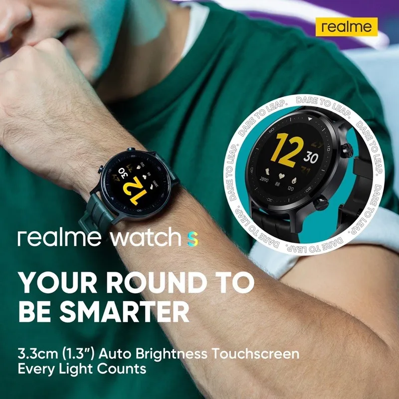 Global Version realme Watch S Waterproof 15 Day Battery Life Blood Oxygen Monitor Music Control  Smart Watch for Ios Android