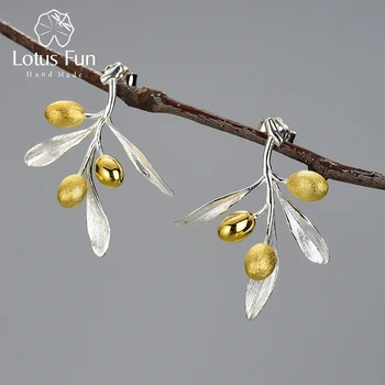 Lotus Fun Olive Leaves Branch Fruits Unusual Earrings for Women 925 Sterling Silver Statement Wedding Jewelry 2021 Trend New 1
