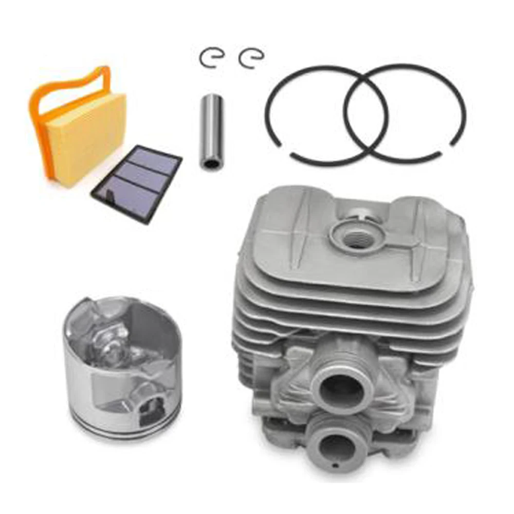 

1X Cylinder Head+1X Piston+2X Piston Rings+2X Collar+1X Filter+1X Air Filter For Stihl TS410 TS420 Piston Kit Rings Pin Clips