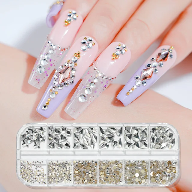 12Gird-Box-Multi-Size-AB-Colorful-Hotfix-Rhinestones-Flatback-Crystal-Diamond-Gems-3D-Glitter-Nail-Art jpg