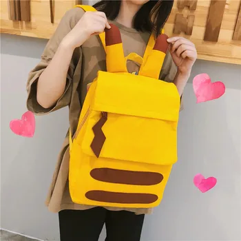 

Cartoon Canvas Student Bag Cute yellow woman Backpack Travel bag for teenager schoolbags mochila boloso large capacity bookbag
