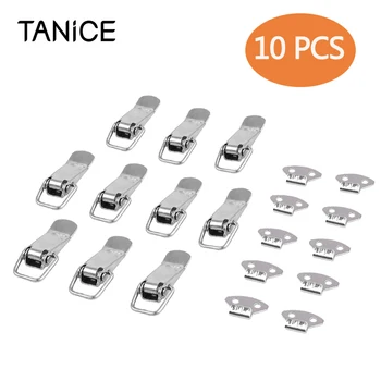 

TANiCE 10 Pcs Silver Tension Lock Toggle Latch High Quality Iron Nickel Alloy Lever Lock Locking Clasp Snap Lock For Toolbox