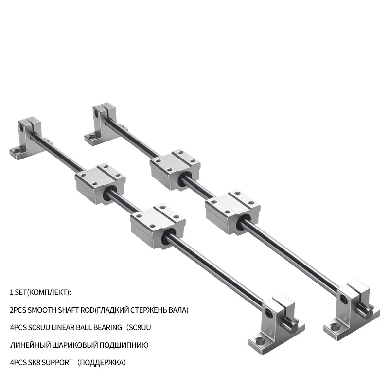 roland print head MEGA 2Sets Optical Shaft Kit 500 450 400 300mm Smooth Rod SC8SUU Double Ball Bearing Linear Rail Shaft Support SK8 CNC parts precisioncore printhead