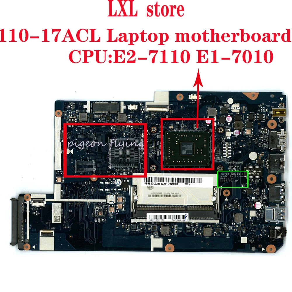 CG721 NM-A911 110-17 ACL Материнская плата ноутбука для lenovo ideapad UMA cpu: AMD-E1/E2 DDR3 FRU 5B20L72478 5B20L72487 5B20L72480