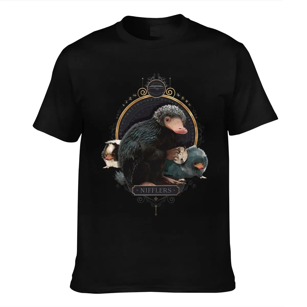 

Mens T-shirt Fantastic Beasts Nifflers Official Crimes of Grindelwald Black Print Casual Cotton Short O-neck Cn(origin) Worsted