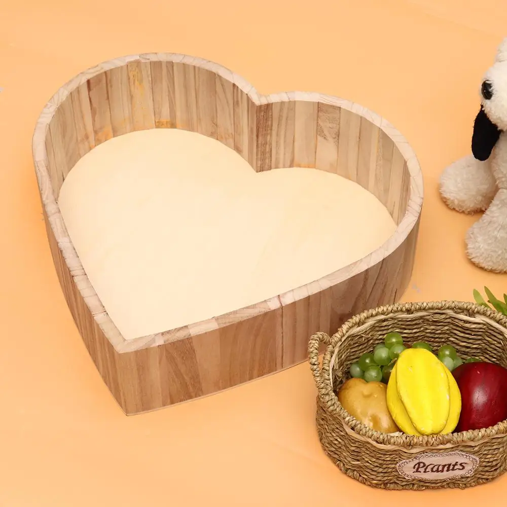 Аксессуары для фотографирования новорожденных деревянная коробка в форме сердца для студийной фотосъемки 39x39x15 см - Цвет: Original grain