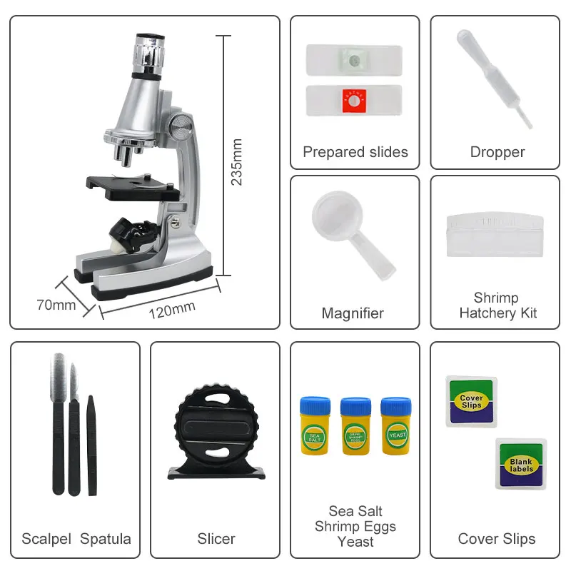 Kids Present Microscope 1200X Lab LED Biological Microscope Home School Educational Microscope Refined Toy Gift Biological Kit - AliExpress Tools