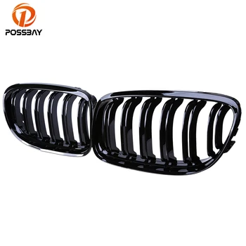 

POSSBAY Gloss Black Double Slats Car Front Bumper Grille for BMW 3 Series E91 330xi/335d/316i/318d Touring 2008-2012 Facelift