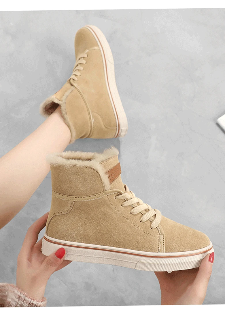 Winter Shoes Women Fashion Platform Sneakers Trending Female Solid Color Short Plush High Top Sneakers