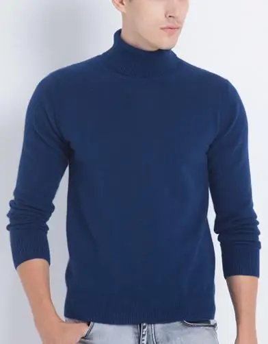 Добавить Толстый козья кашемировая водолазка мужской бутик базовый пуловер свитер сплошной цвет S/105-3XL/130 - Цвет: seasweed blue