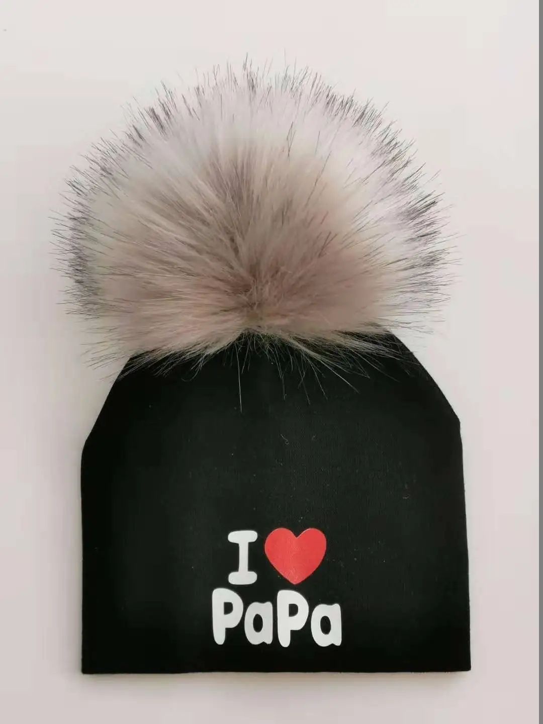 1 pa gray pom Хлопковые шапки для новорожденных девочек, детские помпоны, реквизит для фотосессии, я люблю мама папа, детская шапка для мальчиков, шапка для маленьких девочек, детский чепчик, шапки - Цвет: 1 pa gray pom