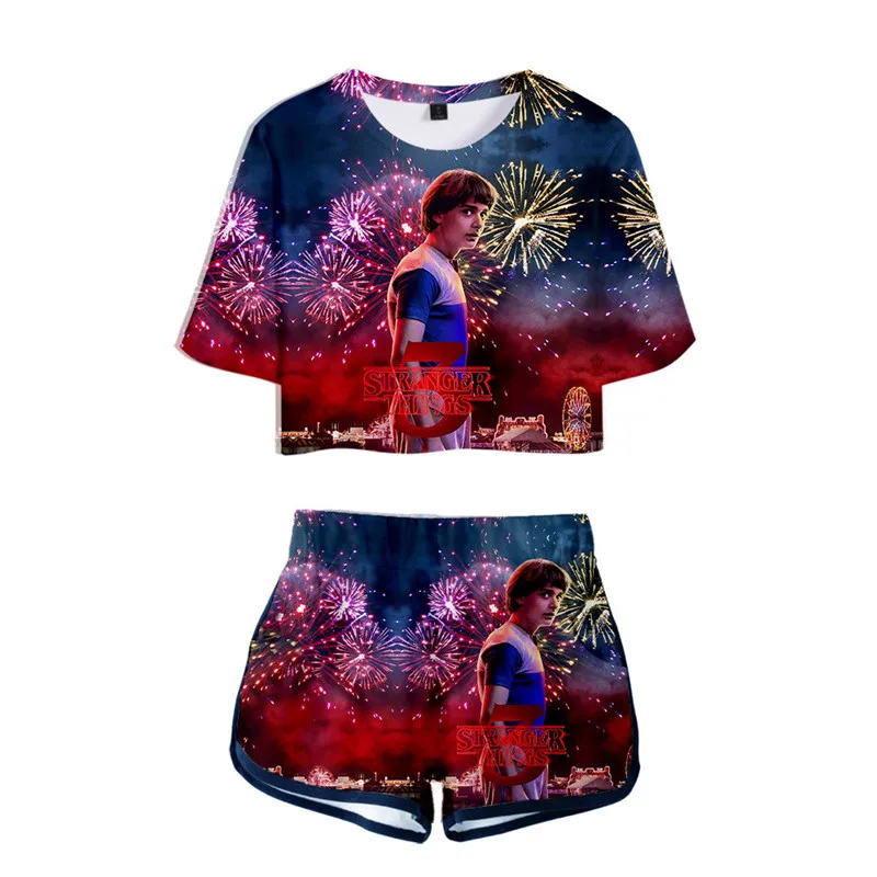 COSREA Stranger Things Costume T Shirt Shorts Two Piece Suit Girls Women 3d Print Tees Eleven Sports Sets -Zentai shop online Hc0a7be59e94e40aa84415286875e65f41.jpg