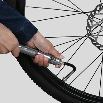 

Bicycle Pump Hand Air Pump Hose Pressure Gauge Cycling Tire Inflator Valve Fork Portable Mini Pump For Bicycle Tire Basketball