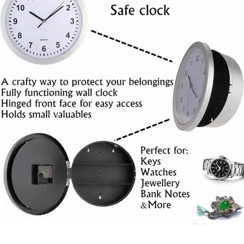 Коробка для хранения часы креативная Новинка деньги ювелирные изделия контейнер для хранения механические ABS настенные часы кассовый Сейф часы