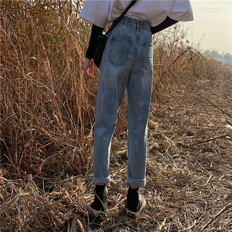 Embroidered loose-fitting jeans loose-fitting leggings show thin Harun pants down pants woman