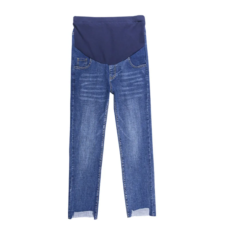Весенние и осенние джинсы для беременных женщин с высокой талией, джинсовые брюки для беременных, широкие брюки с регулируемой талией, L-6XL