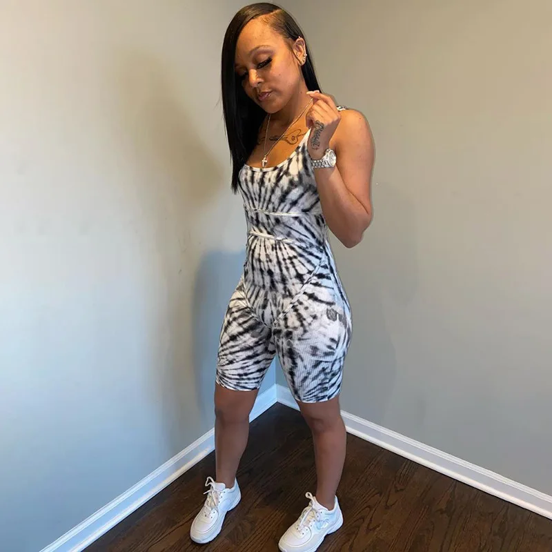 Printed Women High Waist Tank Tops Rompers Playsuits Fitness Suit Sports Running Jumpsuit Tracksuit Gym Sportswear Tight Workout