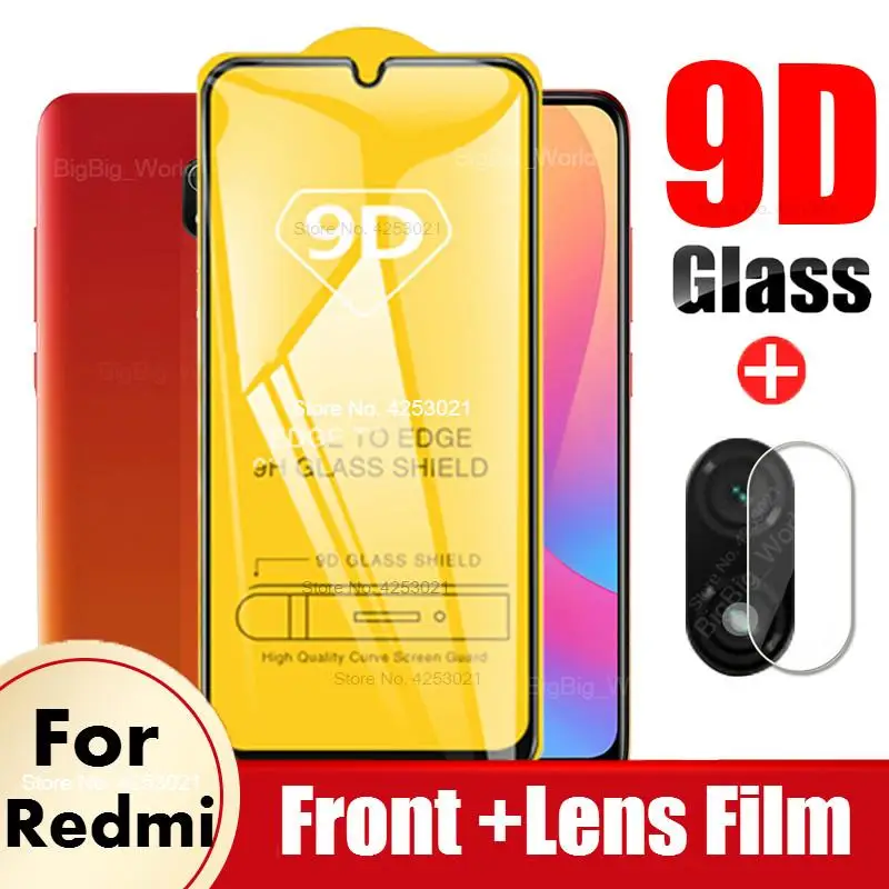 Пленка для объектива из закаленного стекла 9D 2 в 1 Xiaomi Redmi 8 8A 7 7A Note8 защитная пленка