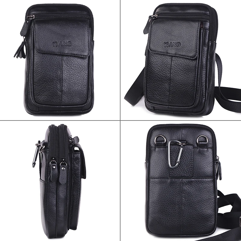 YIANG Mini Genuine Leather Men's Shoulder Messenger Bags Business Small Casual Flap Zipper Phone Case Designer Man CrossBody Bag