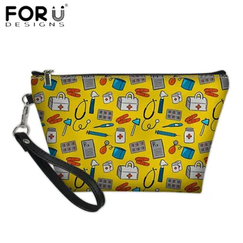 

FORUDESIGNS Zipper PU Make Up Bags Medicine Box Nurse Doctor Print Female Cosmetic Cases Women Fashion Travel Toiletry Bag Bolsa