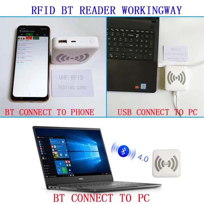 Bluetooth портативный UHF RFID короткий диапазон ручной считыватель для Android смартфон с BT4.0 связь