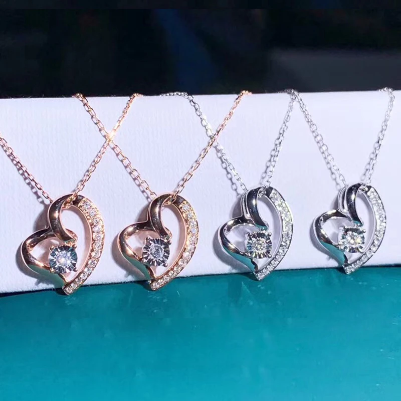 AEAW Лидер продаж 18 К Желтое Золото Топ класс Леди Мода сердце алмаз кулон ожерелье для женщин
