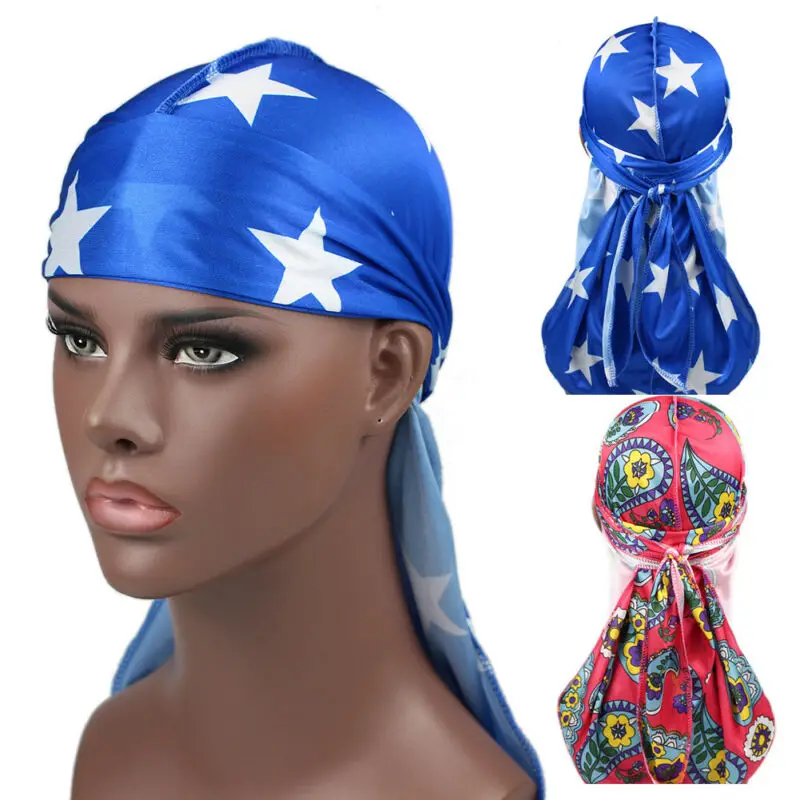 Unisex Silky Breathable Bandana Hats Turban Caps Doo Durag Headwear US STOCKParty Hats