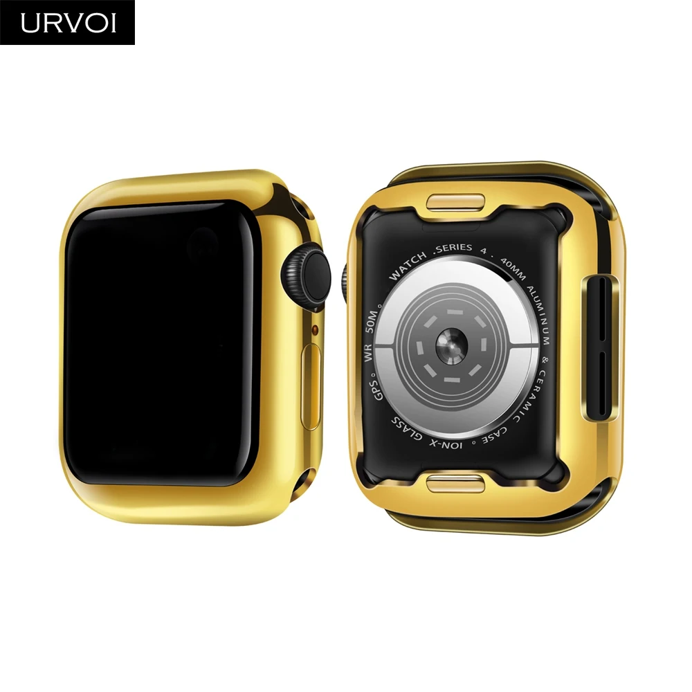 Чехол URVOI из ТПУ для Apple Watch series 54 с гальваническим покрытием бампер мягкая рамка Защитная крышка для iWatch с защитой экрана