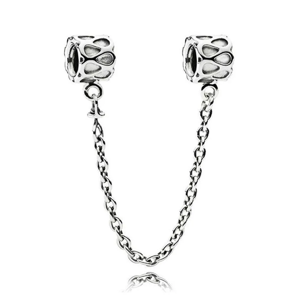 Authentic 925 Sterling Silver Bead Raindrops Safety Chain Charm Fit Fashion Women Pandora Bracelet Bangle Gift DIY Jewelry | Украшения и