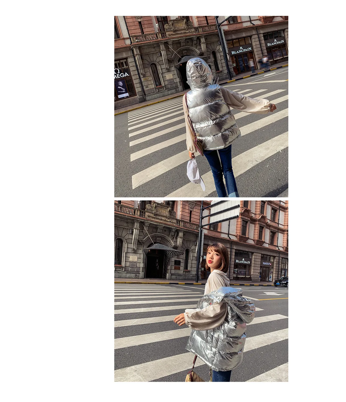 Autumn And Winter New Style Korean-style Stand Collar Loose-Fit Thick Bright Surface down Feather Cotton Vest Short Coat Wo