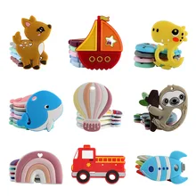 Silicone Dentition Animaux De Bande Dessinée Arc En Ciel Train 1pc De Qualité Alimentaire Silicone Pendentifs BRICOLAGE Chaîne de Sucette Accessoires Bébé Molaire Jouets 