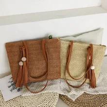 Женская сумка летняя пляжная сумка плетёная ротанговая ручная работа вязанные соломенные вместительные сумки женская сумка на плечо