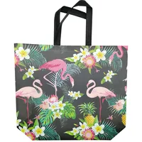 Folding Bag Creative Fashion Flamingo Printing Non-woven Fabric Folding Bag Black Multiple Flamingo Covered Shopping Bag 1
