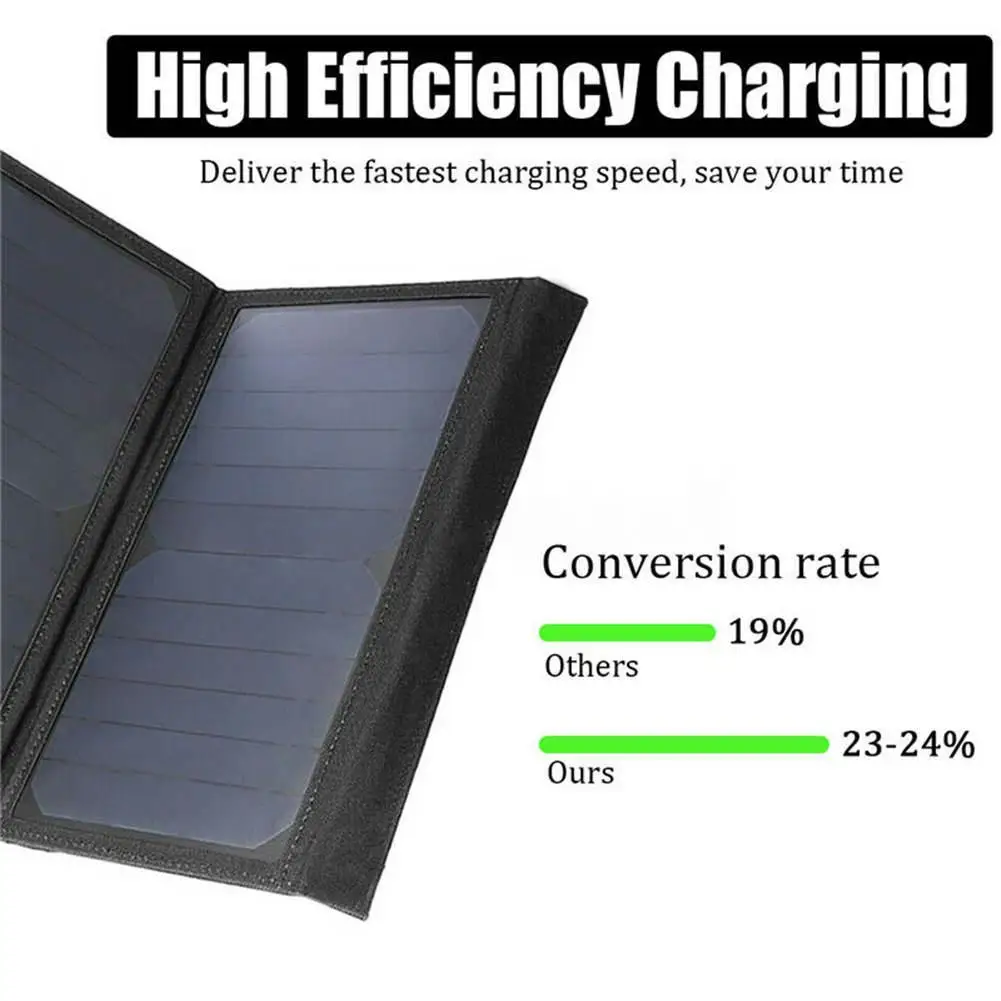 20W 30W 50W Folding Solar Panel 5V / 2A Output USB Mobile Phone Battery Charger Power Bank For Outdoor Camping Hiking