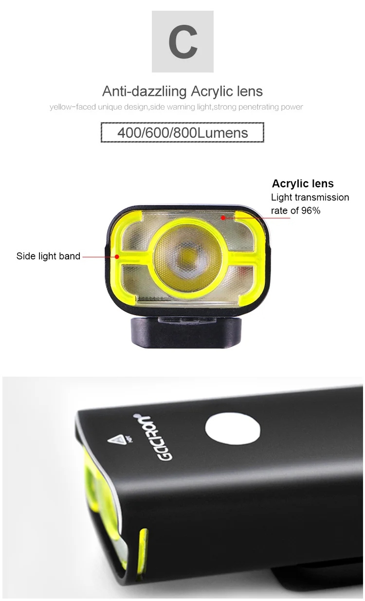 GACIRON 400/600/800/1000/1600/1800 Люмен USB Перезаряжаемые велосипед светодиодный головной светильник велосипед передний Фонарь велосипедный светодиодный Водонепроницаемый светильник