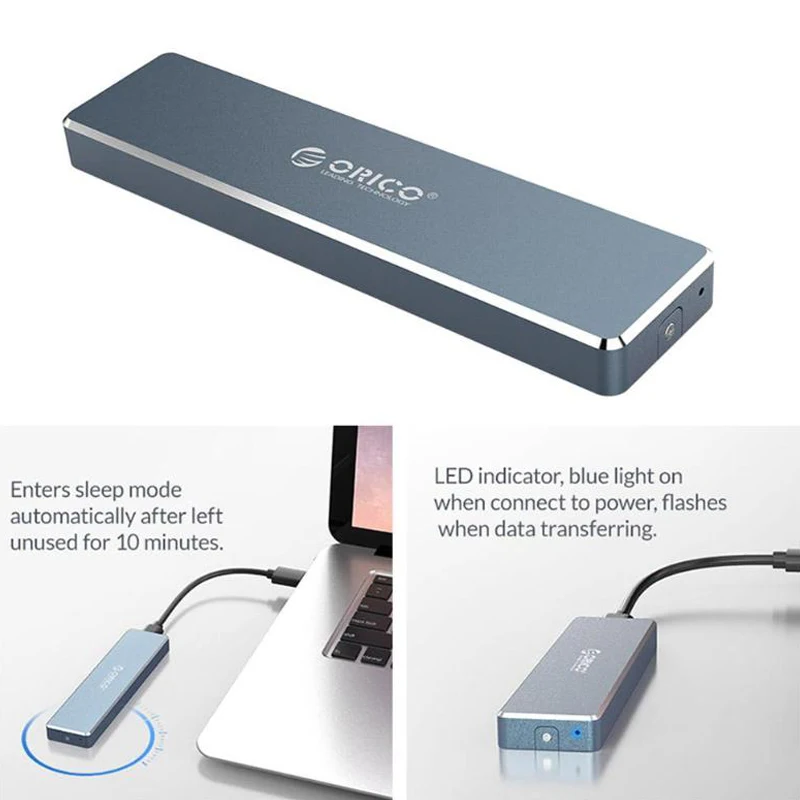 ORICO SSD HDD корпус NGFF M.2 USB3.1 коробка для жесткого диска 5 Гбит/с 2 ТБ 2230 2242 2260 2280 M.2 SSD чехол для портативных ПК