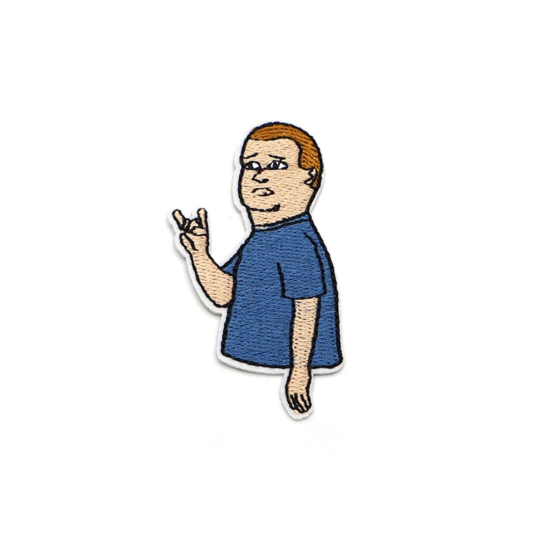 

Personality Embroidery Patches King of the Hill Bobby Hill Horns Theme Creative Iron on Patch for Cloth DIY Accessories S96