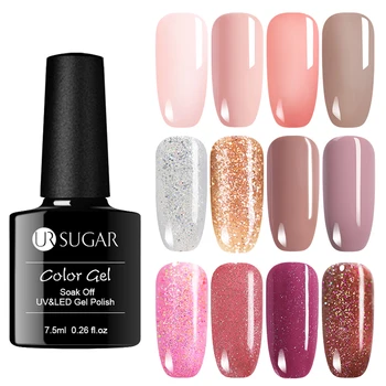 

UR SUGAR Pink UV Gel Nail Polish Rose Gold Glitter Sequins Color Gel Varnish Soak Off UV Nail Art Gel Polish