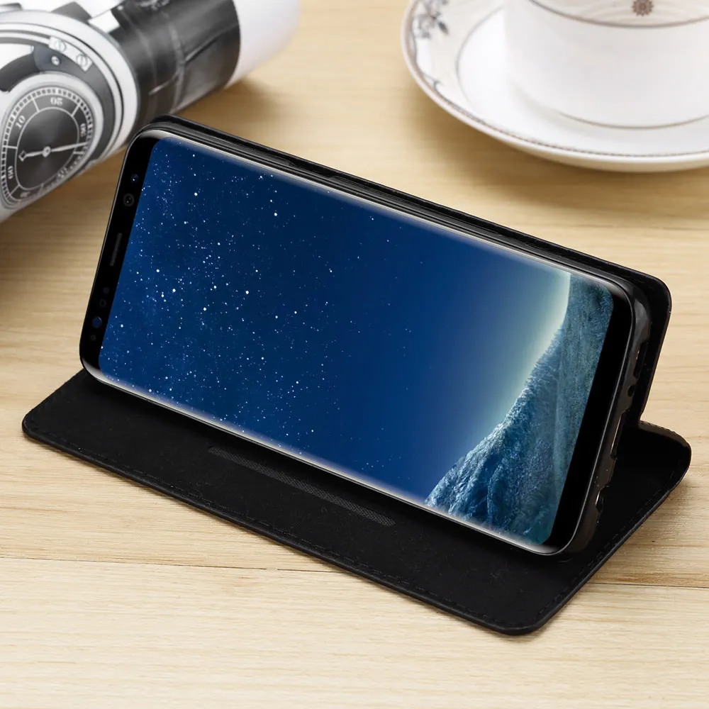 Кожаный чехол книжка из углеродного волокна для Samsung A51 A71 A50 A70 A41 A40 A30 A20E A20